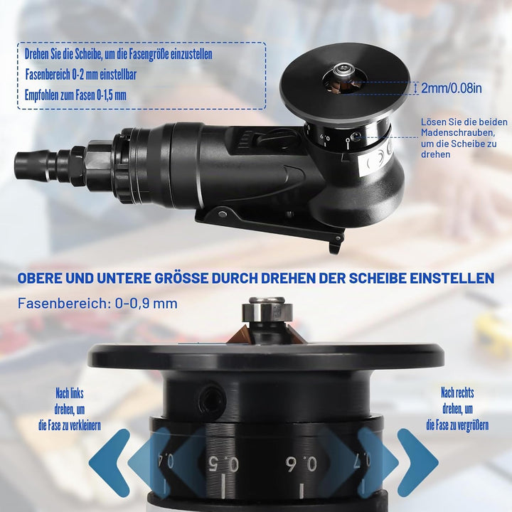 Mini Pneumatische Anfasmaschine Handheld 30000 U/min 45° Arc Burr Trimming Pneumatische Fasenmaschin