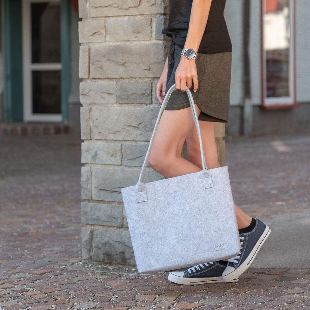 Filzeinkaufstasche Grau & Grün (15L) Damen Shopper Greta Tragetasche Filztasche Shopper Handtasche g