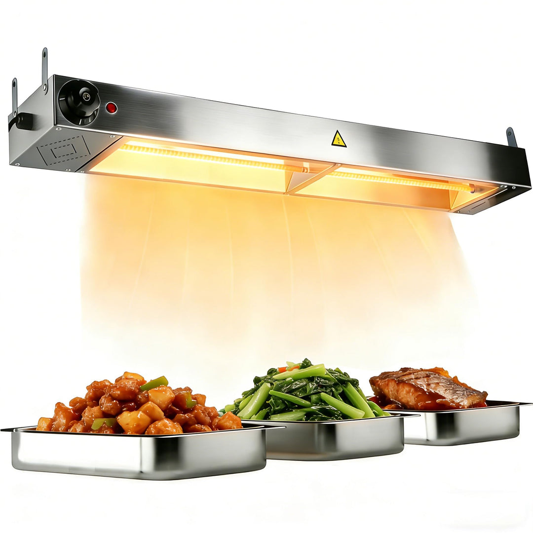 Wärmelampe Küche Gastro, Edelstahl Hängend Speisenwärmer Lampe, Einstellbare Temperatur 30-85℃, Komm