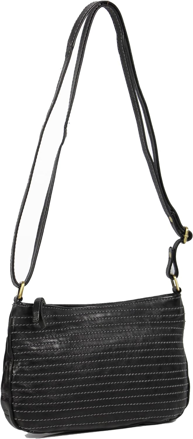 ALMADIH Leder Damentasche LANA Premium Rindsleder washed – kleine Ledertasche Umhängetasche Schulter