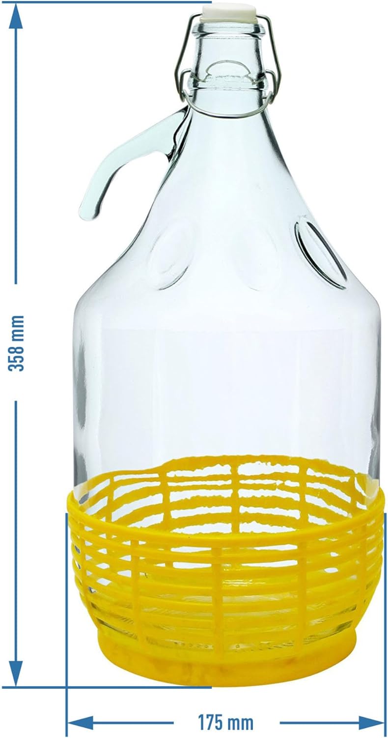 lilawelt24 2X 5L Flasche mit Bügelverschluss +Gummistopfen + Gärröhrchen/Gärballon Set Weinballon Gä