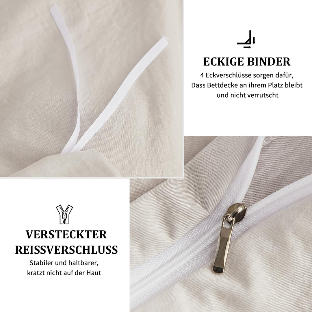 Sedefen Bettwäsche 200 x 200 cm Beige mit Weiss Rüschen Angenehme Mikrofaser Mädchen Bettwäsche-Sets
