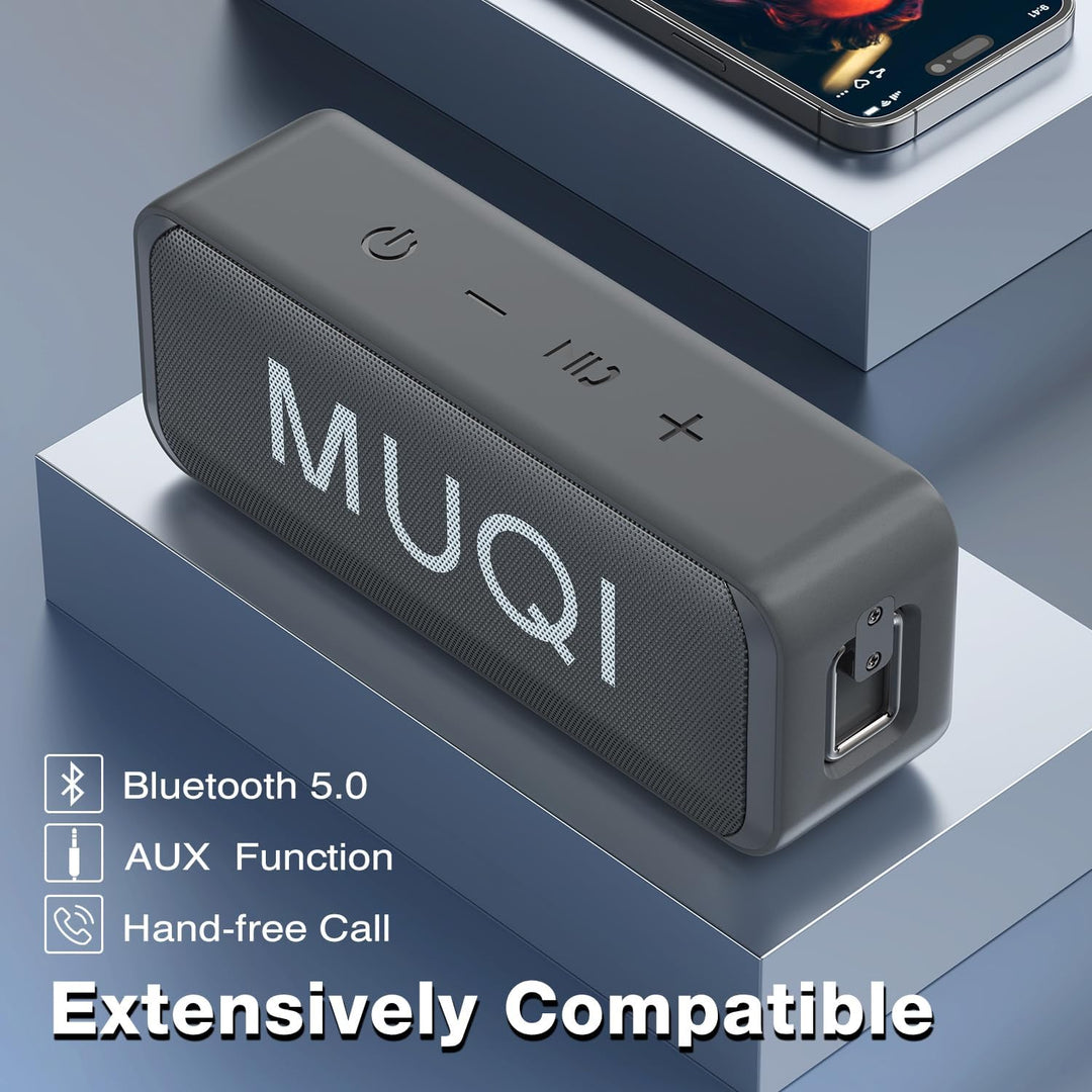 MUQI Bluetooth Lautsprecher, Musikbox mit IPX7 Wasserdicht,kabelloser Boxen 10W Stereo Sound intensi