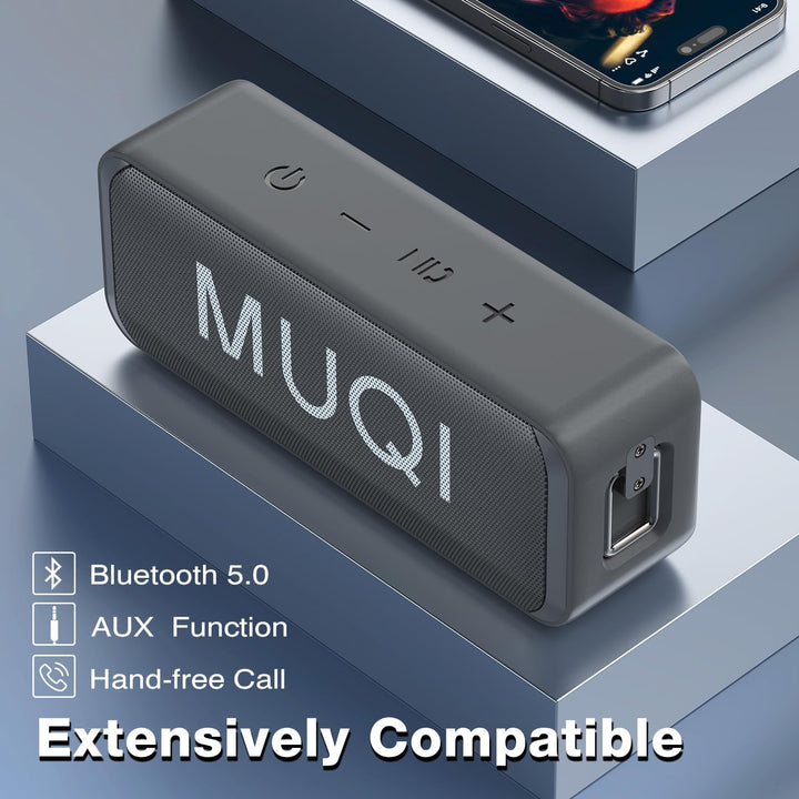 MUQI Bluetooth Lautsprecher, Musikbox mit IPX7 Wasserdicht,kabelloser Boxen 10W Stereo Sound intensi