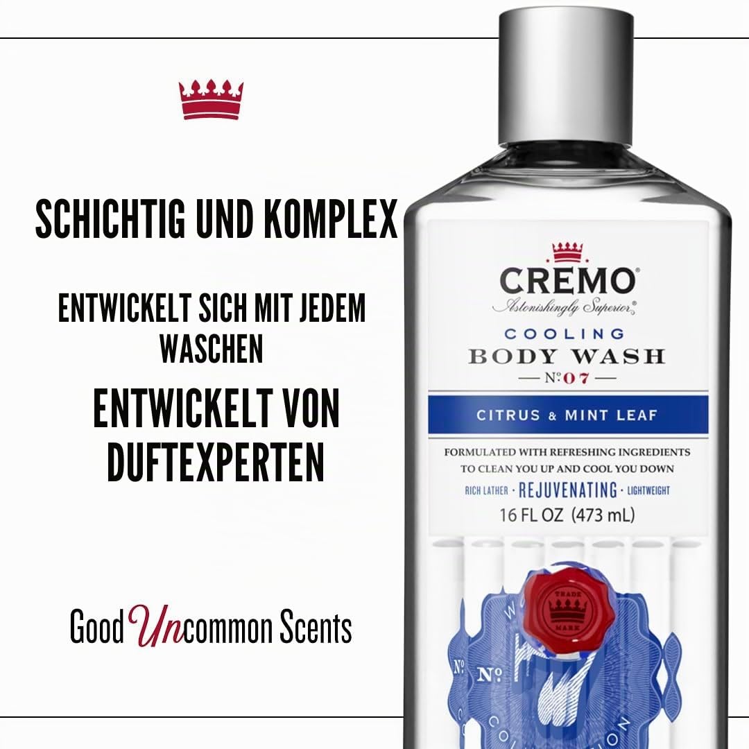 CREMO CITRUS & MINT LEAF Geschenk Set für Männer - Eau de toilette 100ml + Gel Douche 473ml - frisch