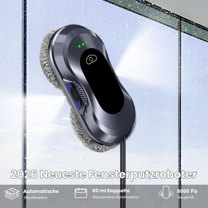 Fensterputzroboter, 6000 Pa Saugkraft Elektrischer Fensterroboter, Doppelhelix-Reinigung, Randenerke