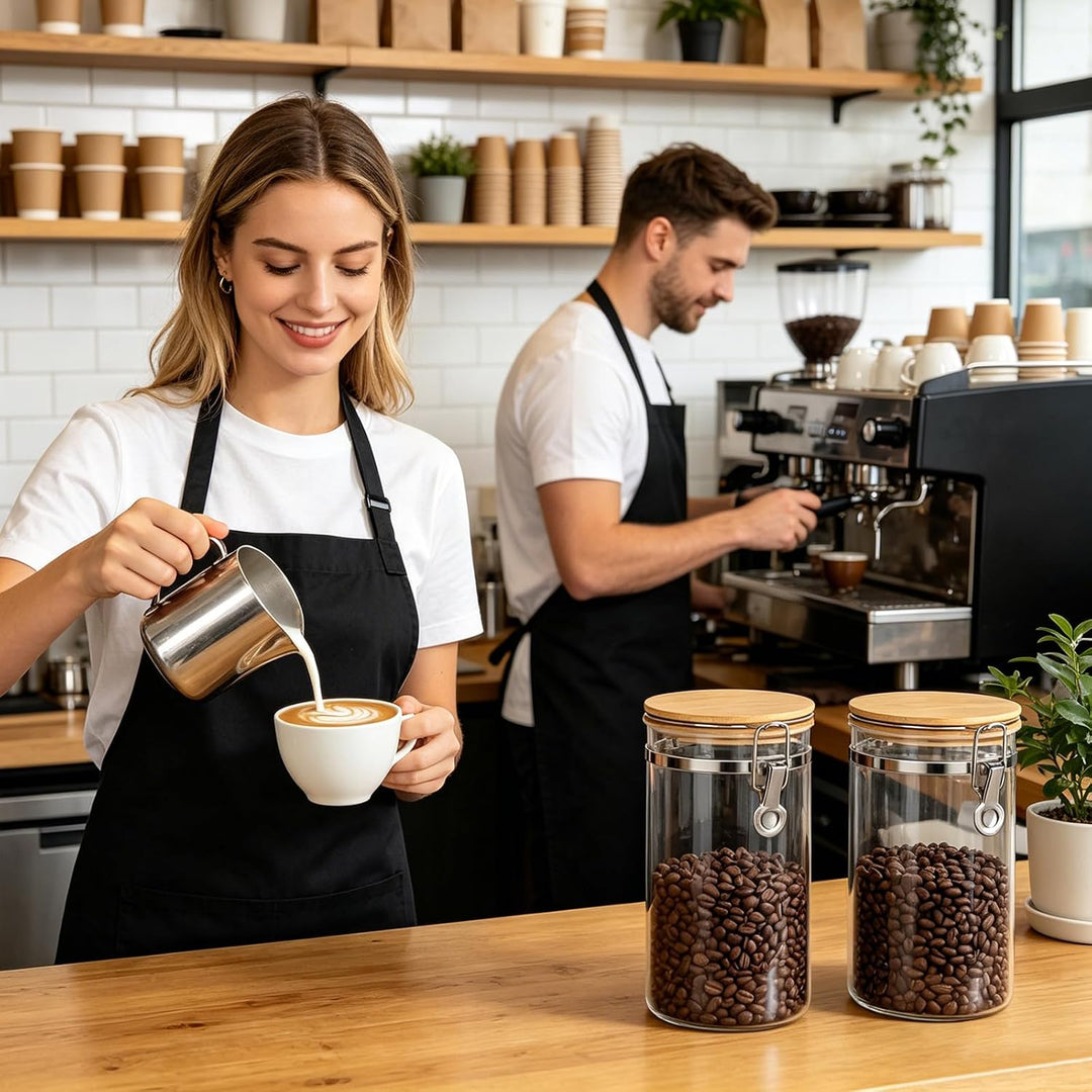 2 Stück Kaffeedose Luftdicht mit Deckel, 1.6 L Kaffeebohnen Behälter aus Glas, kaffeebohnen aufbewah