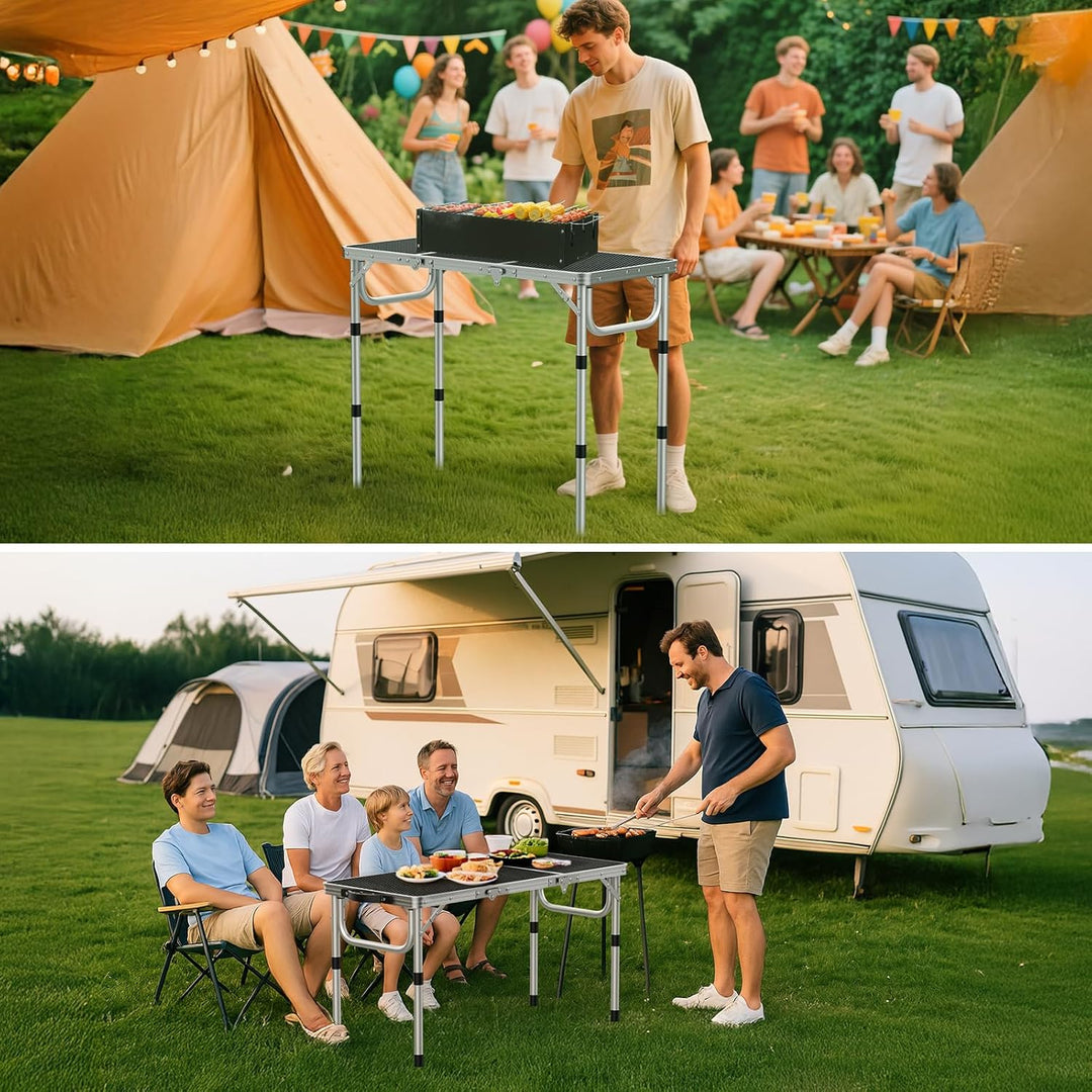 GARLLEN Grilltisch klappbar, 87x40cm & 3 Höhenverstellbar(26/48/70cm), Leicht und Tragbar, Klapptisc
