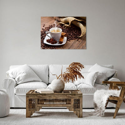 Bilder auf Leinwand Kaffee schwarz Frühstück Schokolade Leinwandbild 70x50cm Wandbilder Dekoration W