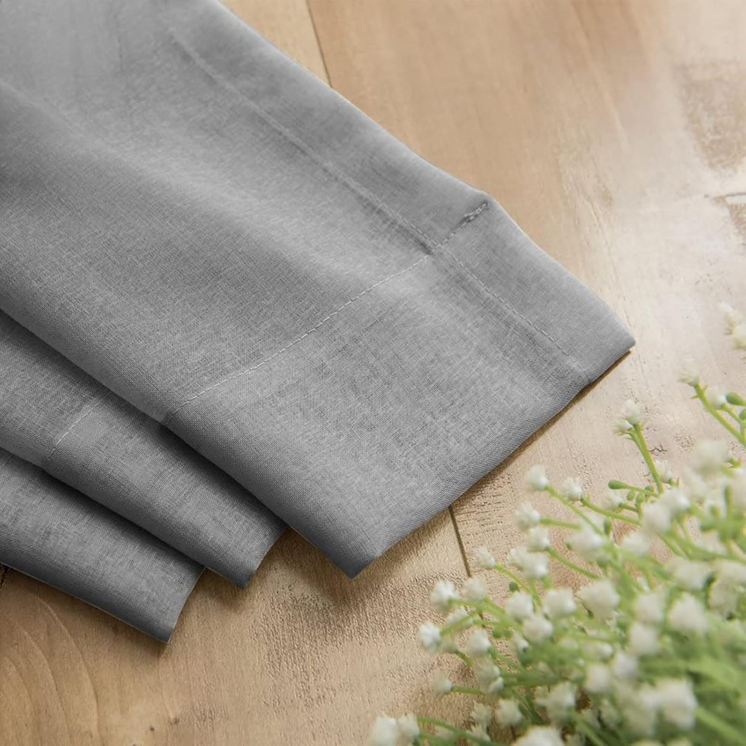 TOPICK Gardine Voile Vorhang Kurz Mit Ösen Sheer Vorhänge Transparent Gaze Paarig Ösenschals für Woh