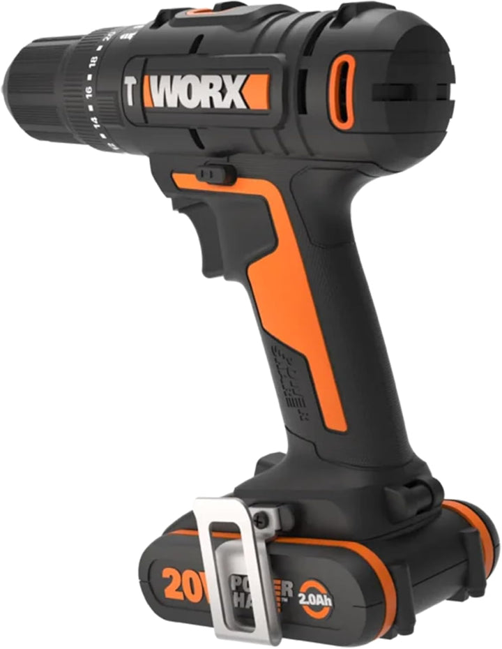 WORX WX370.2 Akku Schlagbohrschrauber 20V, 50Nm, 2-Gang-Getriebe, zum Schrauben, Bohren & Schlagbohr