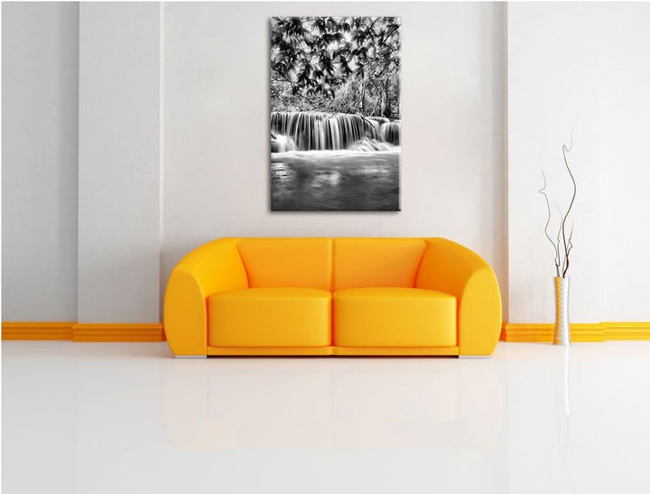 Pixxprint Kleiner Wasserfall im Dschungel als Leinwandbild/Grösse: 100x70 / Wandbild/Kunstdruck/fert