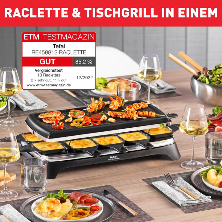 Tefal Raclette Ambiance RE4588 | für 10 Personen | inklusive Tischgrill-Funktion | Grillplatte antih