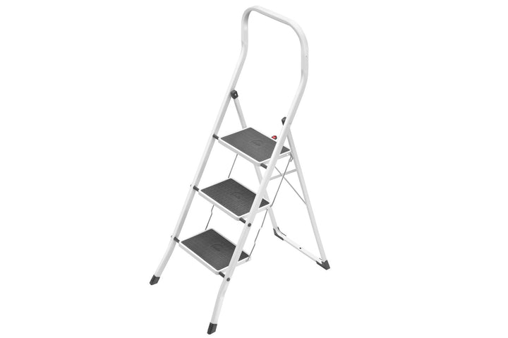 Hailo Safety, Stahl-Klapptritt, 3 Stufen, hoher Sicherheitshaltebügel, Klappsicherung, belastbar bis