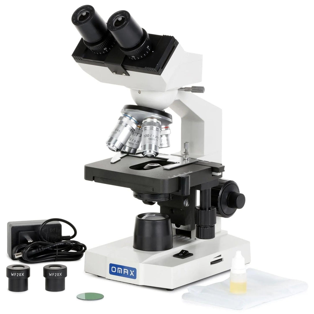 AmScope M82ES OMAX Labor-LED-Verbund-Binokularmikroskop mit Mechanischem Doppelschichttisch und koax