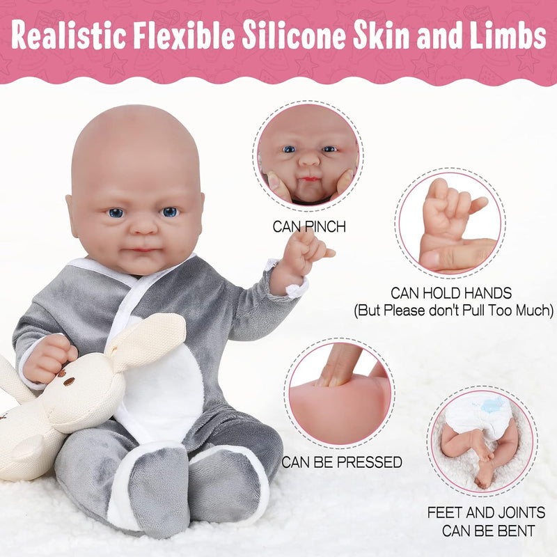 Vollence 36 cm Ganzkörper Silikon Reborn Babypuppe Junge,Vollsilikon Babypuppes, Lebensechte Reborn