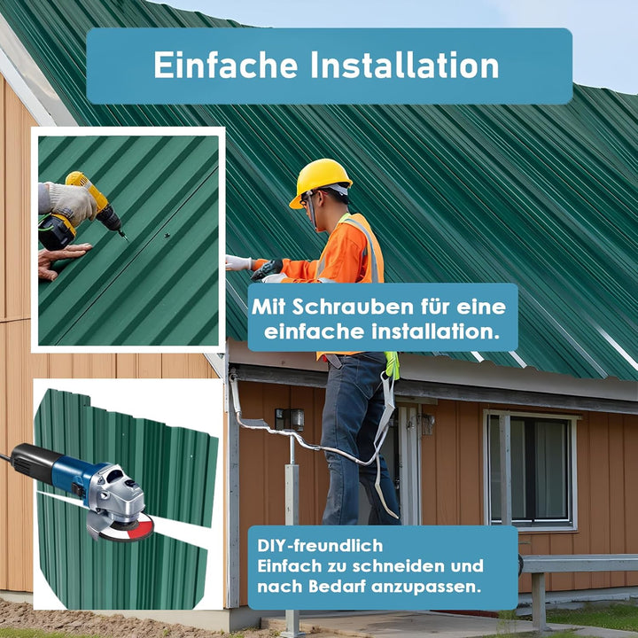 Wellplatten Dach Trapezblech 12x Profilblech 129cm x 45cm ca. 7 m², Wellblechplatten für Dach, Dachb