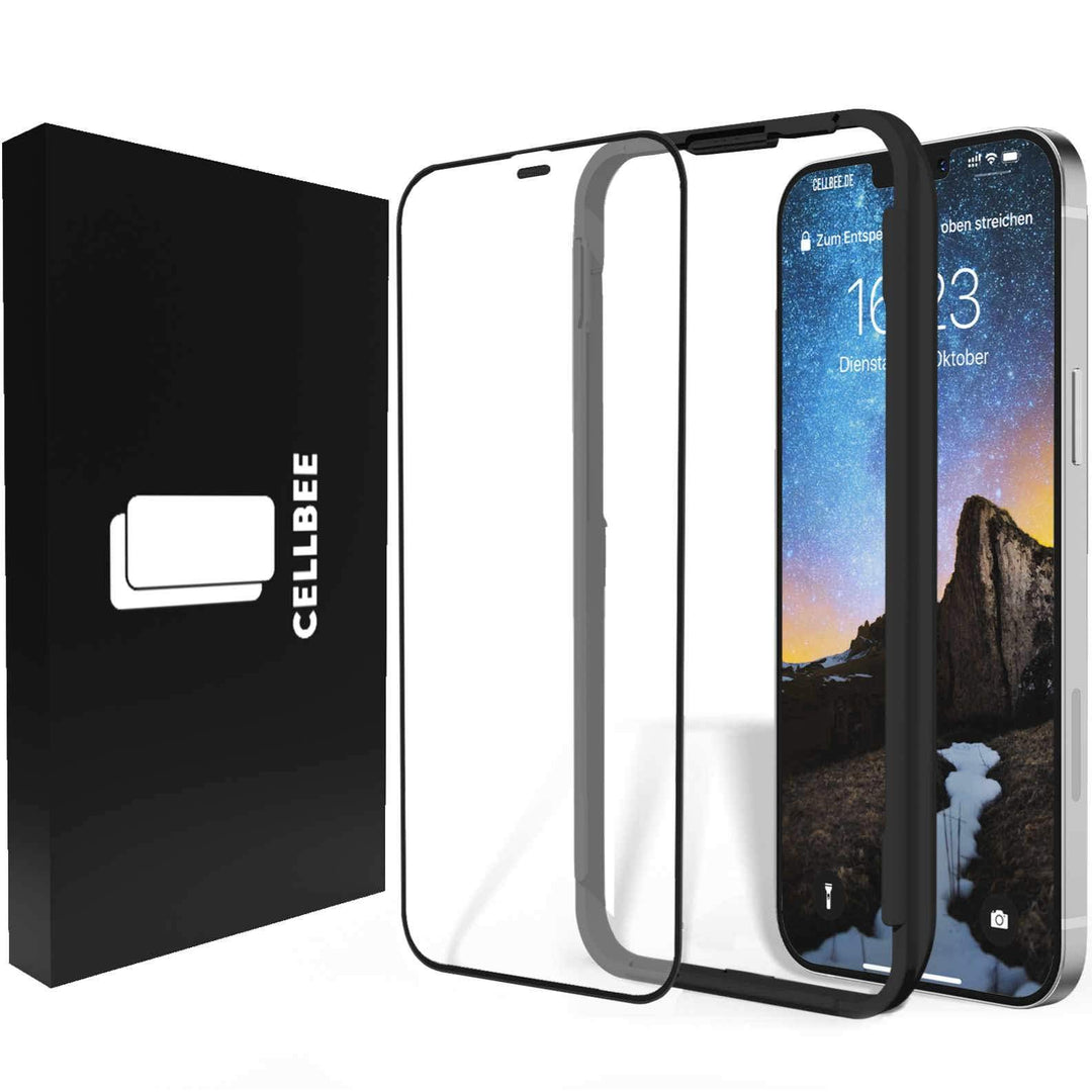 CELLBEE Kompatibel mit iPhone 12 12 Pro Displayschutzfolie The Curved, inkl. Applikator, Hörmuschel-
