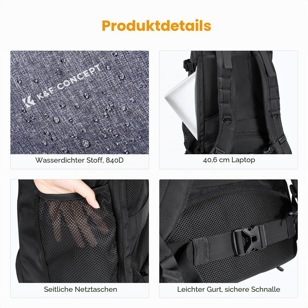 K&F CONCEPT Fotorucksack Gross Kamerarucksack 30L Wasserdicht Camera Backpack mit Regenschutz für DS