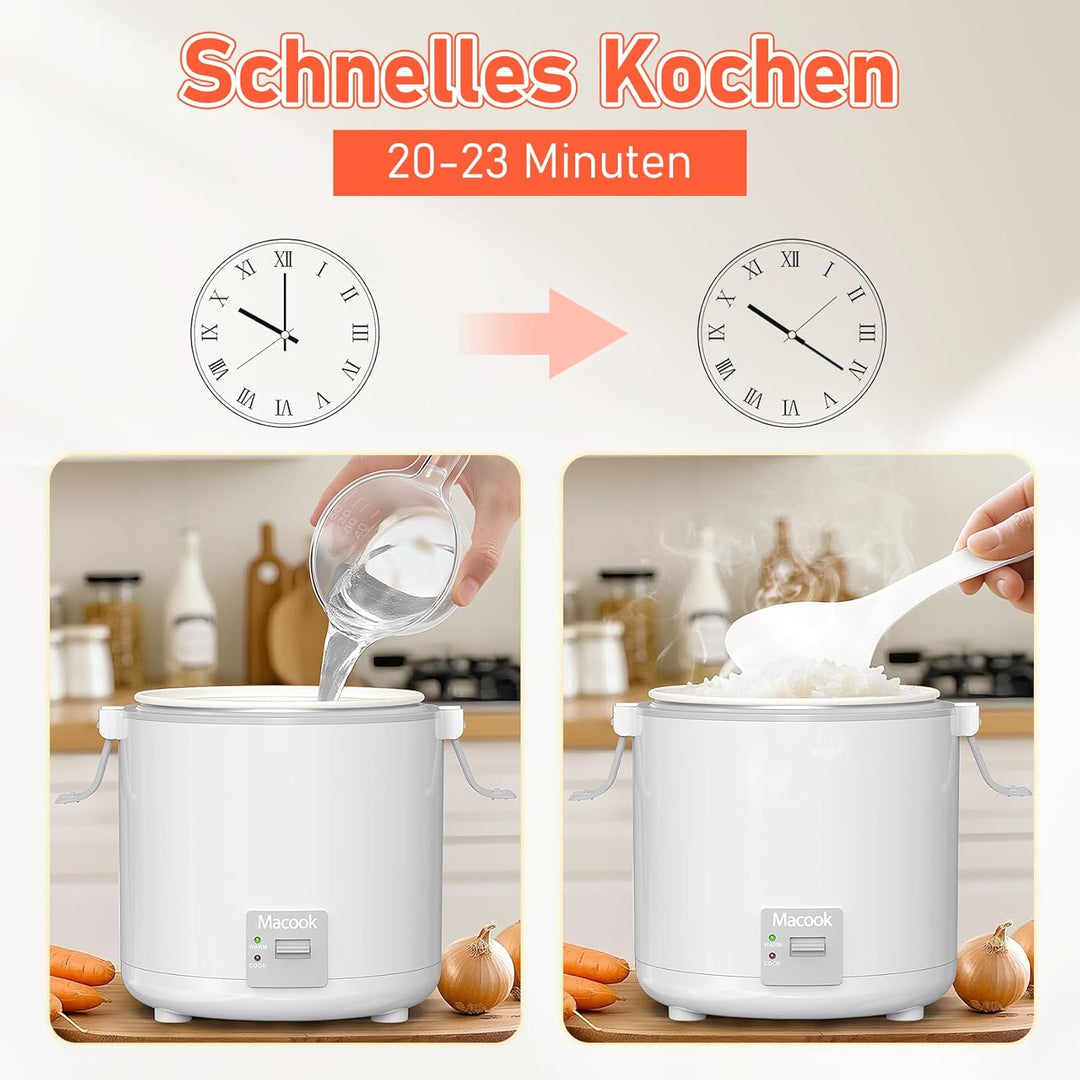 Macook Kleiner elektrischer Reiskocher - vollautomatisch, für 2 Portionen, abnehmbarer, antihaftbesc
