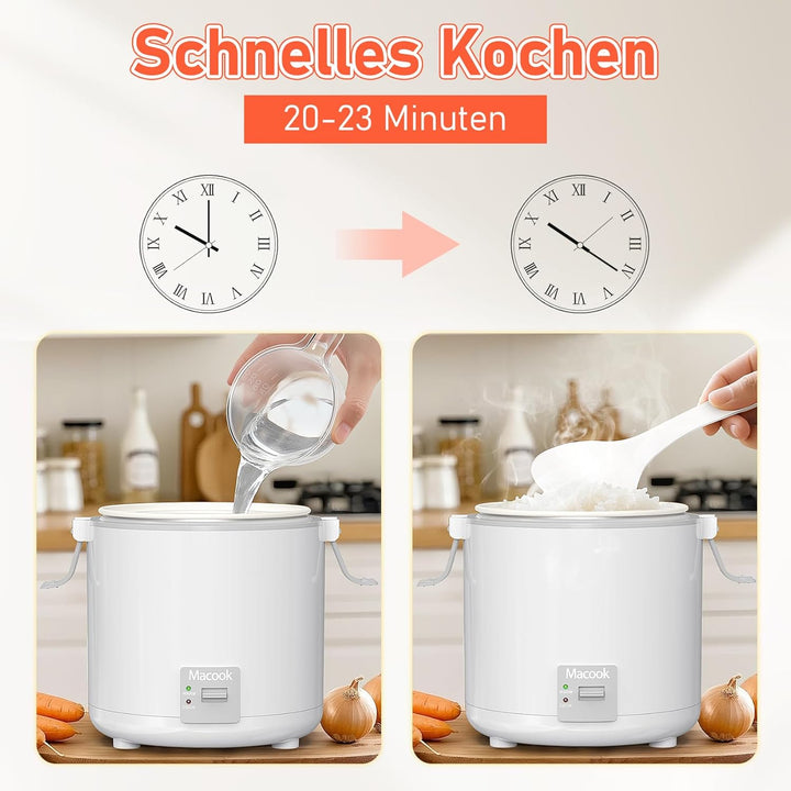Macook Kleiner elektrischer Reiskocher - vollautomatisch, für 2 Portionen, abnehmbarer, antihaftbesc