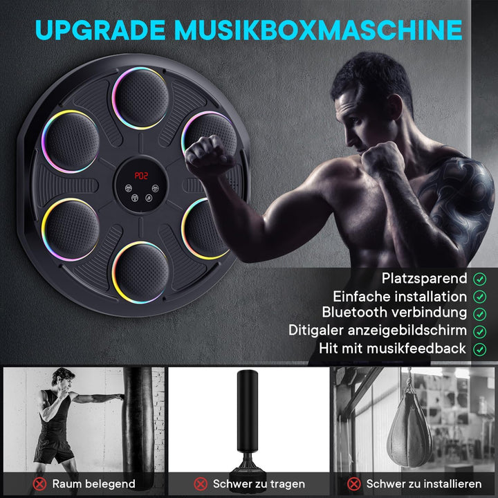 Unichefry Music Boxing Machine, Boxmaschine mit Musik & LED-Beleuchtung, 12 Geschwindigkeitsmodi und