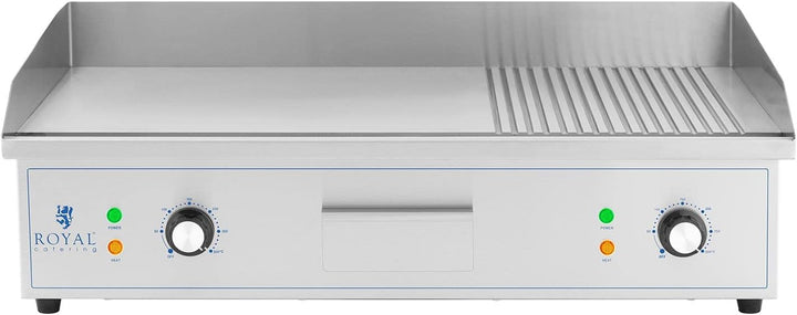 Royal Catering Gastro Grillplatte elektrisch 4400 W 50-300 °C 727 x 420 mm glatte + geriffelte Grill
