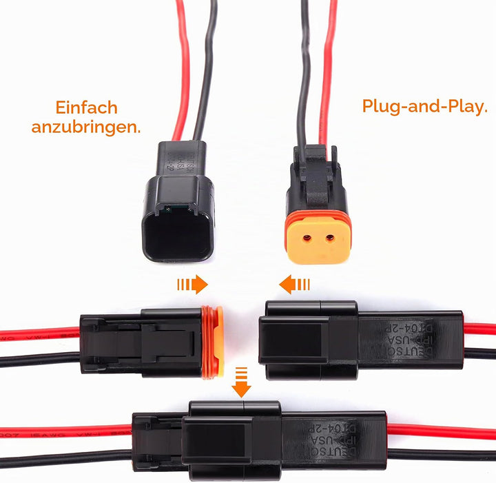 WOODGUILIN 2 Pin DT Stecker Wasserdicht 2 Draht Stecker Automotive Elektrischer Stecker Männlich Wei