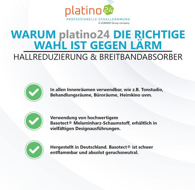 platino24 Schallabsorber Industrial Style aus Basotect G+, 3 Absorberelemente Rechteck 825x550x50mm,