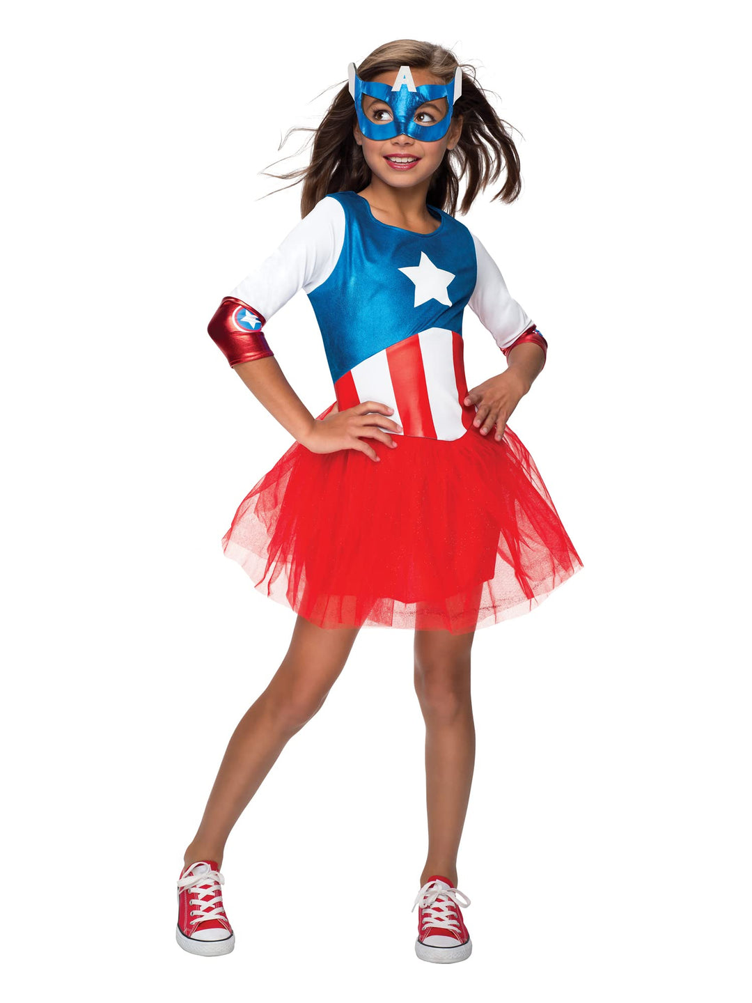 Rubie's Kostüm Captain America, inklusive Maske, Mädchen, Kinder, Marvel Superheld, M