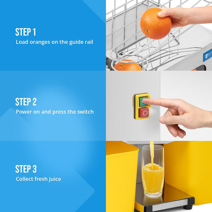 Royal Catering Orangenpresse elektrisch halb automatisch 120 W 20 Orangen/min Zitruspresse Orangensa