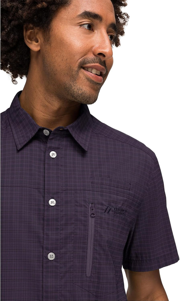 Maier Sports Herren Mats S/S Funktionshemd 50 Grey Check, 50 Grey Check