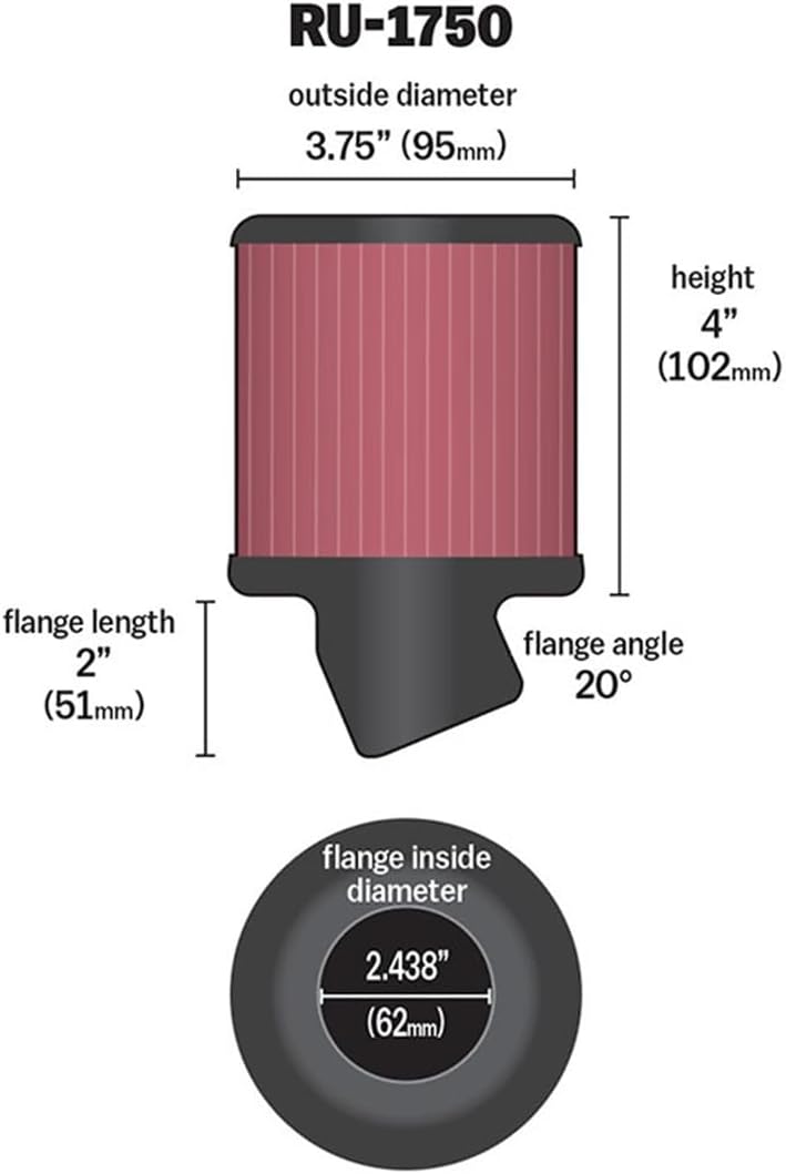 K&N RU-1750 KFZ und Motorrad Gummi Universalluftfilter