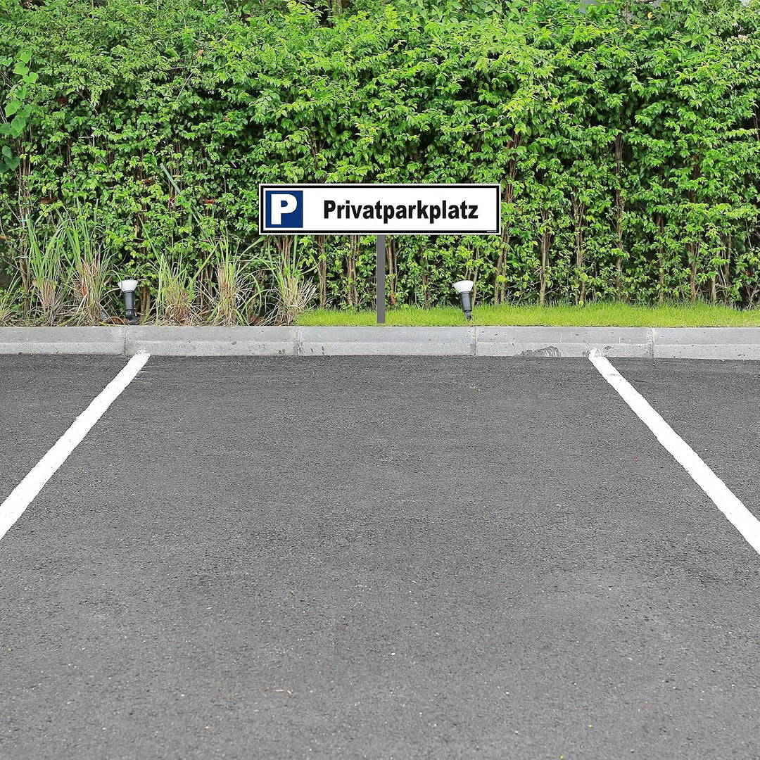 Kleberio® Parkplatz Schild - Privatparkplatz - 52 x 11 cm mit Pfosten 75 cm Privatgrundstück, Parken