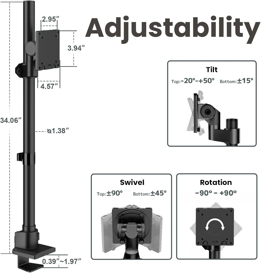 Monitor Halterung 1 Monitor 24-57 Zoll - Extra Hoch Höhenverstellbar Bildschirmhalterung, Monitor St