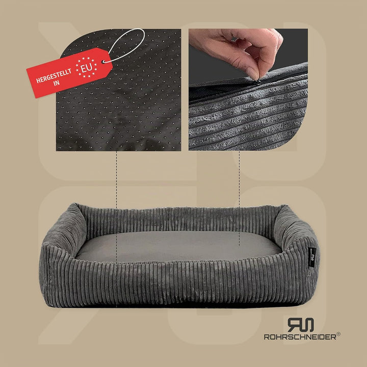 Rohrschneider Katzenbett Cordstoff mit Spielkugelset (Grau, breiter Cordstoff) Grau breiter Cordstof