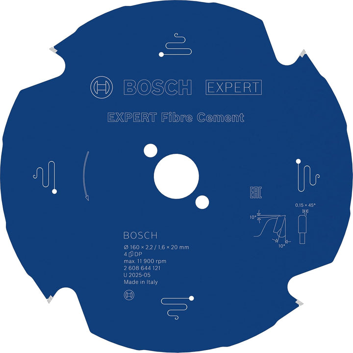 Bosch Professional 1x Kreissägeblatt Expert for Fiber Cement (Faserzement, Sägeblatt Ø 160 x 20 x 2,