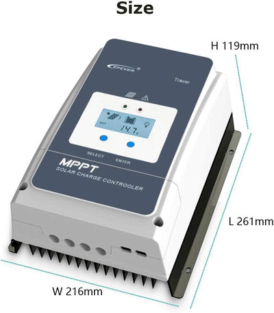 EPEVER 50A MPPT Solarladeregler 12V/24V/36V/48V mit LCD-Display, Leerlaufspannung bis 150V für Seale