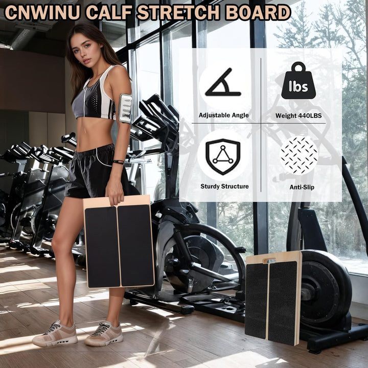Cnwinu Schrägbrett, Verstellbar Balance Board Erwachsene, Rutschfestes Wadendehner Fusstrainer Heimt