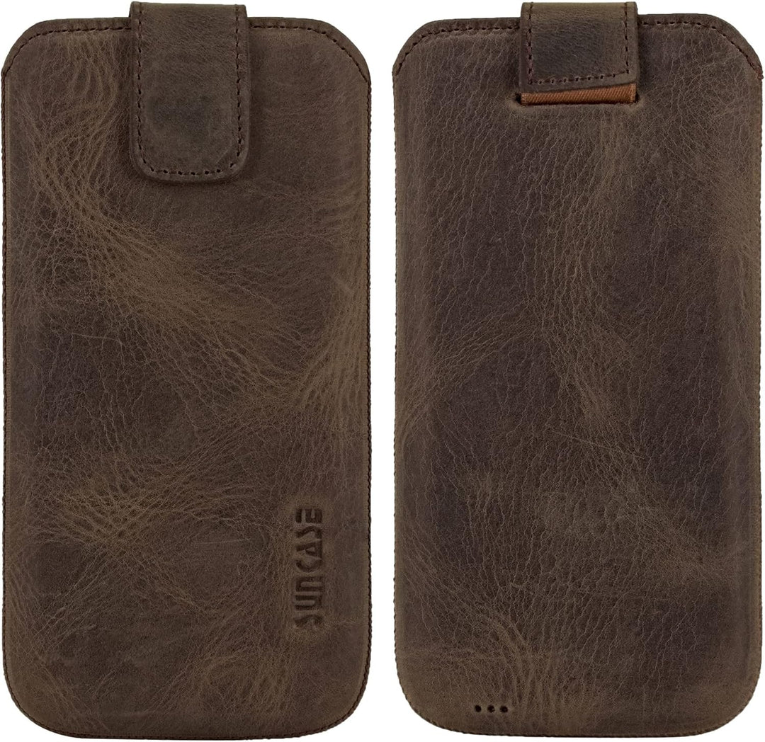 Suncase ECHT Ledertasche Leder Etui kompatibel mit Samsung Galaxy S25 FE Hülle Innenmasse: ca. 166 x