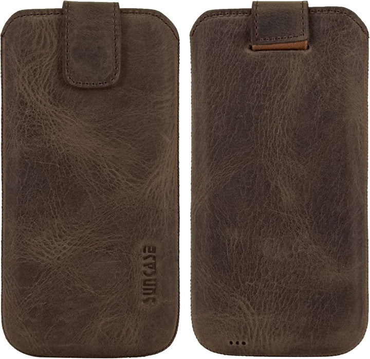 Suncase ECHT Ledertasche Leder Etui kompatibel mit Samsung Galaxy S25 FE Hülle Innenmasse: ca. 166 x