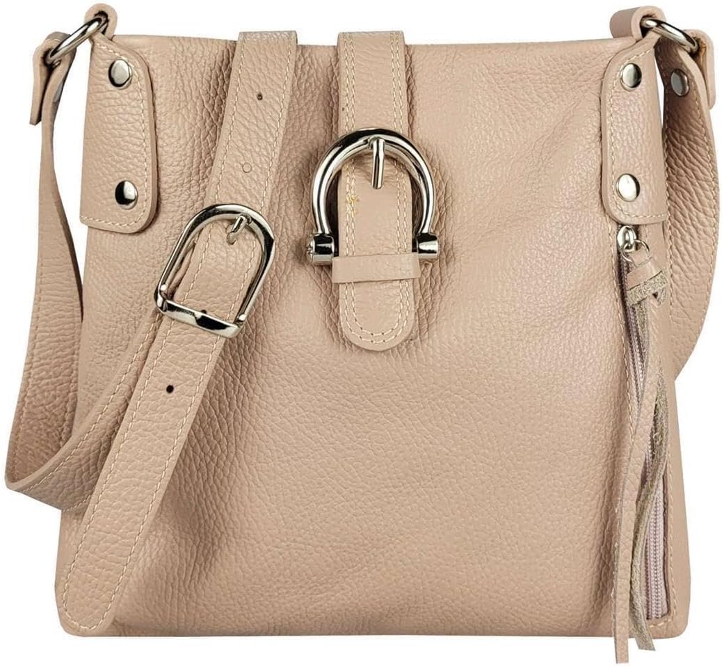 ITALYSHOP24 OBC Made in Italy DAMEN LEDER TASCHE Schultertasche CrossOver Handtasche Umhängetasche B