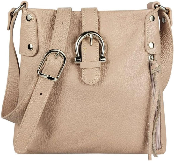 ITALYSHOP24 OBC Made in Italy DAMEN LEDER TASCHE Schultertasche CrossOver Handtasche Umhängetasche B