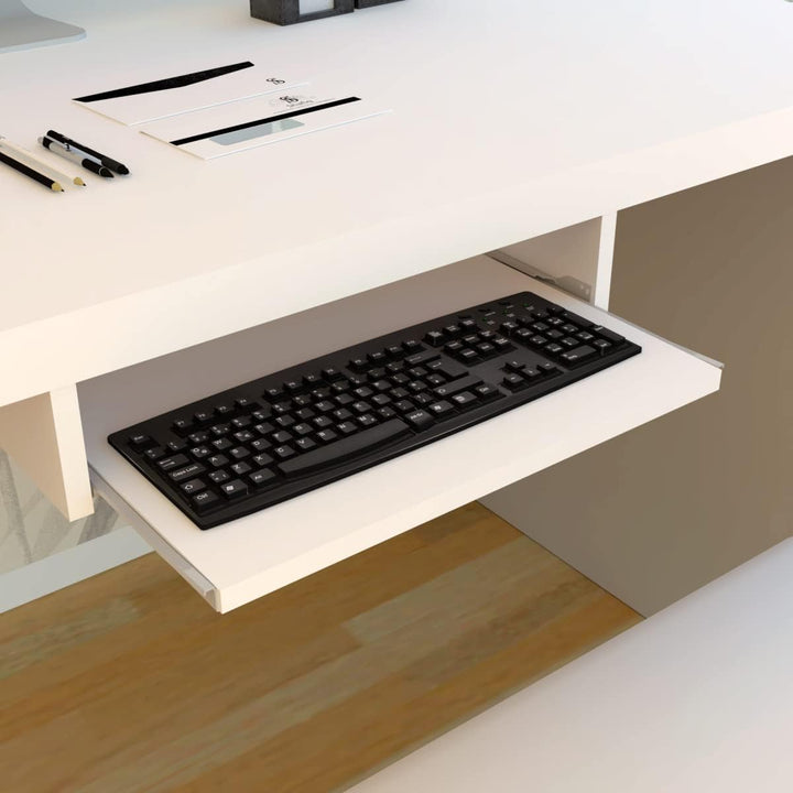 Henor Abnehmbare Tastaturablage aus Holz 55 x 31 x 11 cm unter Schreibtisch Weiss 55x31x11 Weiss, 55