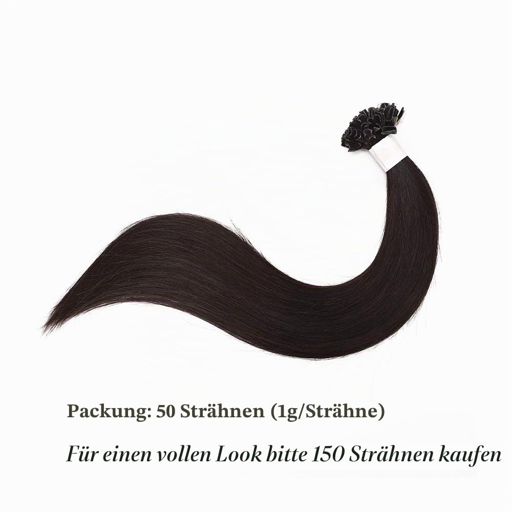 SEGO Extensions Echthaar Bondings Keratin U-Tip Remy Human Hair Haarverlängerung 50 Strähnen Dunkelb