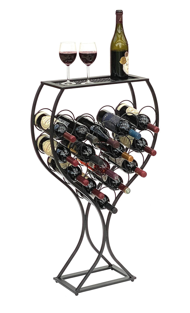 DanDiBo Weinregal Weinglas Design Metall Schwarz Flaschenregal stehend 100 cm 96211 für 15 Flaschen