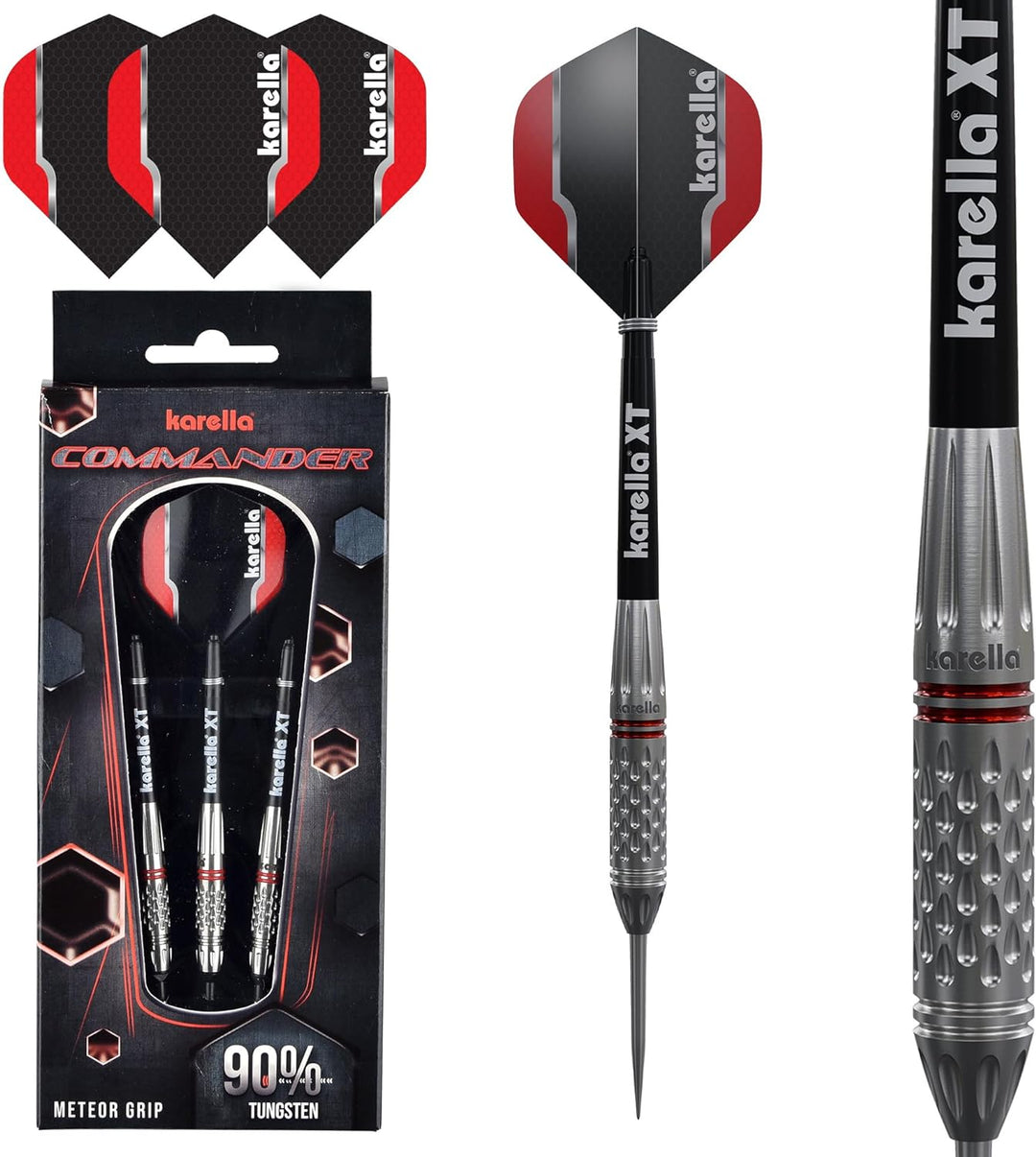 Karella Commander Steeldart und Softdart Silver, 90% Tungsten, 19, 21g, 23g, für klassisches Dartboa