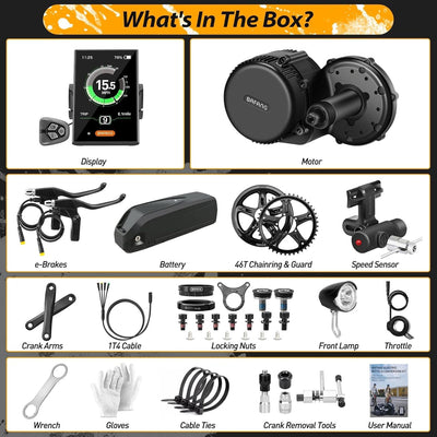 Bafang Mittelmotor 250w 36V mit Akku BBS01B G340 ebike Umbausatz Mit Bafang Display, Batterie (Optio