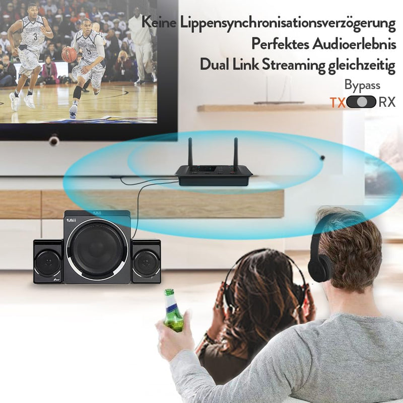 1Mii B03 Bluetooth 5.0 Transmitter Sender Empfänger für TV, aptX HD Low Latency Drahtloser Audioadap