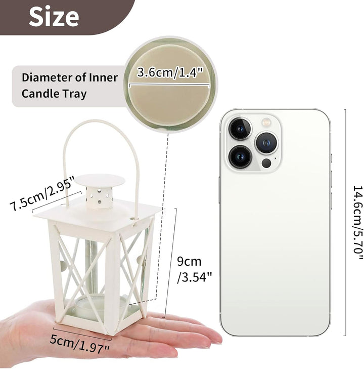 NUPTIO 4 Stück Lanterne en Verre à Terre Suspendue, Lanterne en Verre Portable, Petite Lanterne Rétr